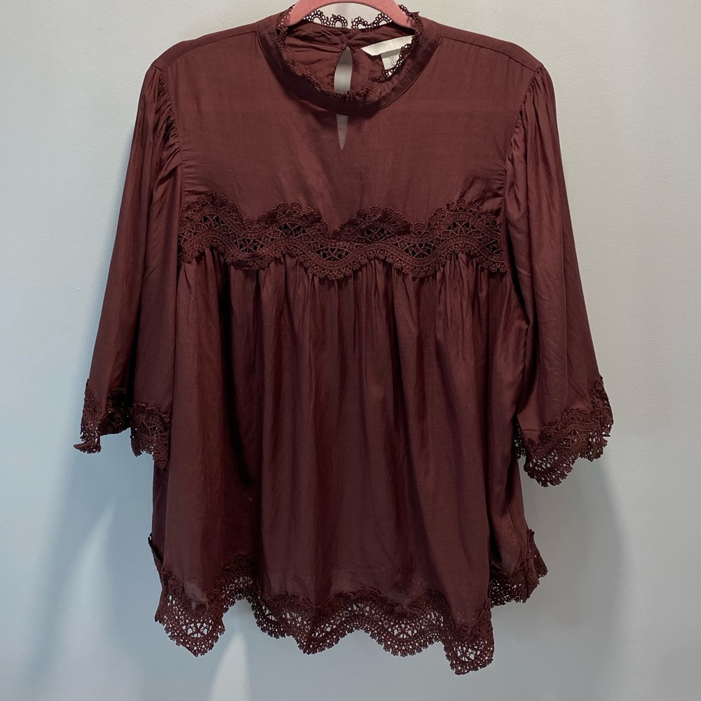 H&M Brown Lace Blouse